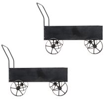Artikel Kruiwagen decoratieve metalen plantenbak antraciet L37cm