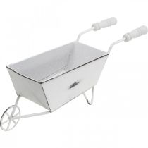 Mini kruiwagen, tafeldecoratie, zomerdecoratie shabby chic bruin, wit H7.5cm L25cm