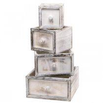 Artikel Plantenbak houten lade antiek look crème 24/20/16/12cm set van 4