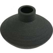Zwarte keramische vaas decoratieve vaas plat bolvormig H10cm