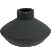 Zwarte keramische vaas decoratieve vaas plat bolvormig H12.5cm