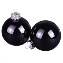 Artikel Zwarte kerstballen glazen boomballen Ø6cm 24 st