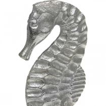 Zeepaardje om te plaatsen, zeedecoratie van metaal, maritiem sculptuur zilver, natuurlijke kleuren H22cm