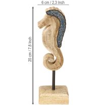 Artikel Zeepaardje decoratie met parels mangohout decoratie maritiem 20cm