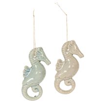 Artikel Hangende decoratie met zeepaardjes voor woonkamer en badkamer, maritieme zomerse uitstraling, 15 cm, 2 stuks