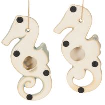 Artikel Hangende decoratie met zeepaardjes voor woonkamer en badkamer, maritieme zomerse uitstraling, 15 cm, 2 stuks