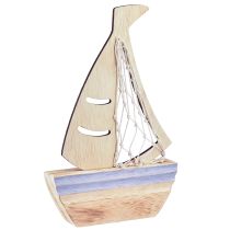 Artikel Zeilbootdecoratiestandaard hout natuurlijk lichtblauw 25,5×16,5cm 3 st