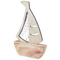 Artikel Zeilbootdecoratiestandaard hout natuurlijk lichtblauw 25,5×16,5cm 3 st