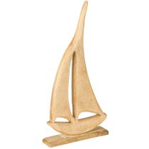 Artikel Zeilboot Hout op Voet Natuurlijke Tafeldecoratie Maritiem H42cm