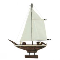 Artikel Zeilbootdecoratie schip grenen hout bruin 22,5×4×29cm