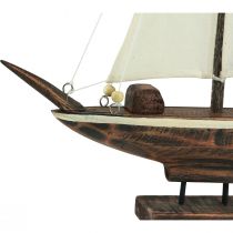 Artikel Zeilbootdecoratie schip grenen hout bruin 22,5×4×29cm
