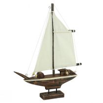 Artikel Zeilbootdecoratie schip grenen hout bruin 22,5×4×29cm