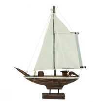 Artikel Zeilboot decoratie schip grenen hout bruin 32×5×41cm