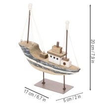 Artikel Scheepsdecoratie, maritieme stijl, hout met standaard, 20 cm