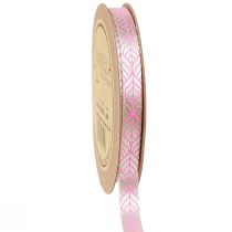 Artikel Zijdelint blaadjes cadeaulint beige roze 10mm 20m
