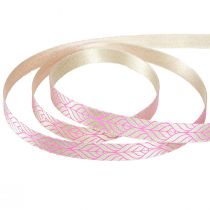 Artikel Zijdelint blaadjes cadeaulint beige roze 10mm 20m