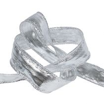 Artikel Decoratielint zilver met draadrand 25mm 25m