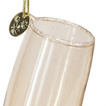Artikel Champagnefles en glas, boomdecoraties, jubileum, glasdecoraties om op te hangen, oudejaarsavond H14.5cm echt glas set van 2