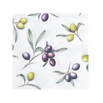 Artikel Servetten tafeldecoratie zomer olijfgroen paars 25x25cm 20 st