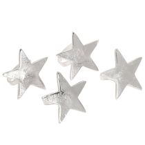 Artikel Servetringen in stervorm, zilveren metalen servetringen, diameter 7 cm, 4 cm, 4 stuks