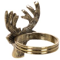 Artikel Metalen servetring met hertenkop in goudkleur, 6 cm, 4 stuks