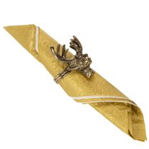 Artikel Metalen servetring met hertenkop in goudkleur, 6 cm, 4 stuks
