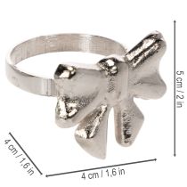 Artikel Servetringen met strik, metaal, glanzend zilver, 5 cm, 4 stuks