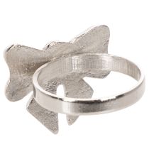 Artikel Servetringen met strik, metaal, glanzend zilver, 5 cm, 4 stuks