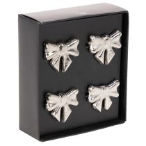 Artikel Servetringen met strik, metaal, glanzend zilver, 5 cm, 4 stuks