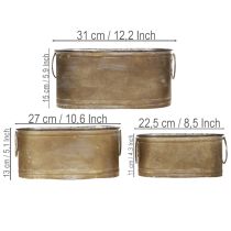 Artikel Set metalen plantenpotten en -kuipen, vintage retrostijl, L22,5cm/27cm/31cm