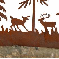 Artikel Bossilhouet met dierenpatina op houten sokkel 30cm x 19cm