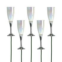 Artikel Oudejaarsavond decoratie champagne glas plug zilver 7.5cm L27cm 12st