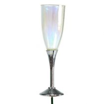 Oudejaarsavond decoratie champagne glas plug zilver 7.5cm L27cm 12st