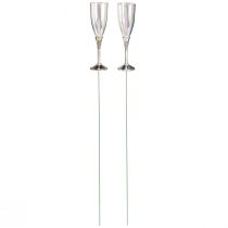 Artikel Oudjaarsavonddecoratie om champagneglas op draad te plakken H9,5cm 8 stuks