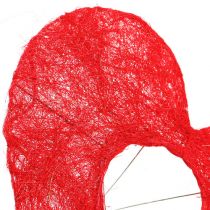 Sisal hartjes manchet 20cm rood hart sisal bloemendecoratie 10 stuks