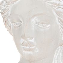Artikel Beeldhouwwerk vrouwenbuste gegoten stenen plantenbak grijs antiek 15×14×25cm