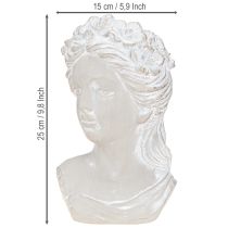 Artikel Beeldhouwwerk vrouwenbuste gegoten stenen plantenbak grijs antiek 15×14×25cm