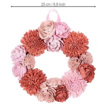 Artikel Hangende bloemenkrans met roze bloesems voor een stijlvolle decoratie van de woonruimte, 25 cm