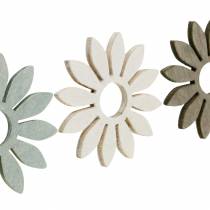 Zomerbloemen houtdecoratie bloemen bruin, lichtgrijs, wit streudeko 72st