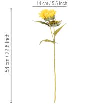 Artikel Kunstmatige zonnebloem met realistische bladeren en bloesems, 58 cm, 3 stuks