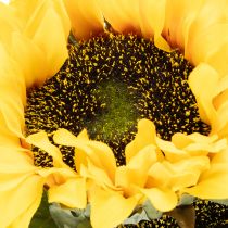 Artikel Kunstmatige zonnebloem met realistische bladeren en bloesems, 58 cm, 3 stuks