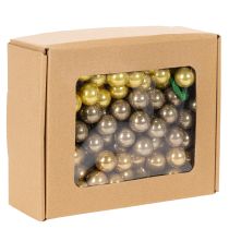 Artikel Mini kerstballen aan een draadje, met spiegelende bessen, glanzend, 20 mm, 140 stuks