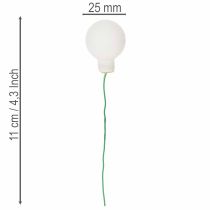 Artikel Spiegelende mini glazen bolletjes in bessenvorm aan een draadje, wit, 25 mm, 140 stuks