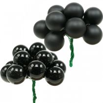 Artikel Mini kerstballen op draad zwart glas Ø25mm 140 st
