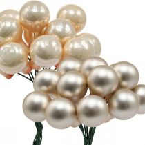 Artikel Mini kerstballen op draad goud, crème Ø1,5cm 140 st