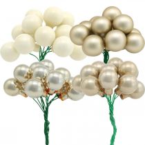 Artikel Mini kerstbal crème, beige spiegelbessen Ø20mm 140 st