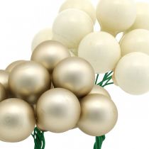 Artikel Mini kerstbal crème, beige spiegelbessen Ø20mm 140 st