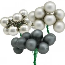Artikel Mini kerstballen zilver, antraciet spiegelbessen Ø25mm 140 stuks