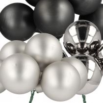 Artikel Mini kerstballen zilver, antraciet glas Ø40mm mix 32 st