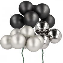 Artikel Mini kerstballen zilver, antraciet glas Ø40mm mix 32 st